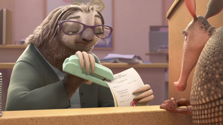 Sloth DMV worker in Zootopia